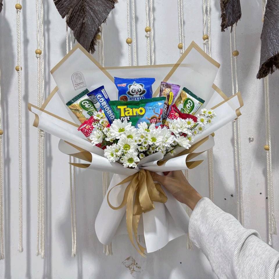 Buket Bunga Asli Mix Snack Kode A16
